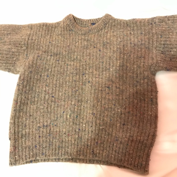 Size L - Tan Wool Sweater with Rainbow Specks - Picture 3 of 8